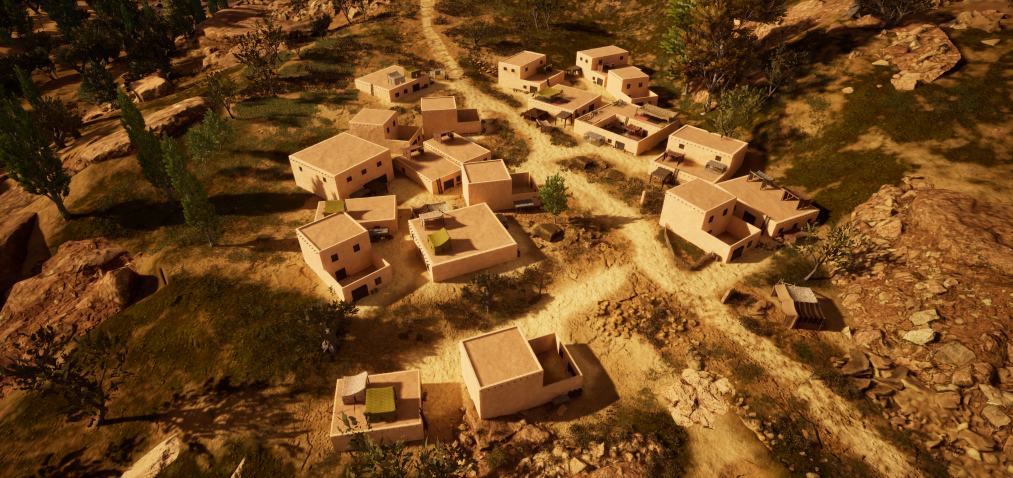 Overhead shot of the village of Bethphage iBIBLE set